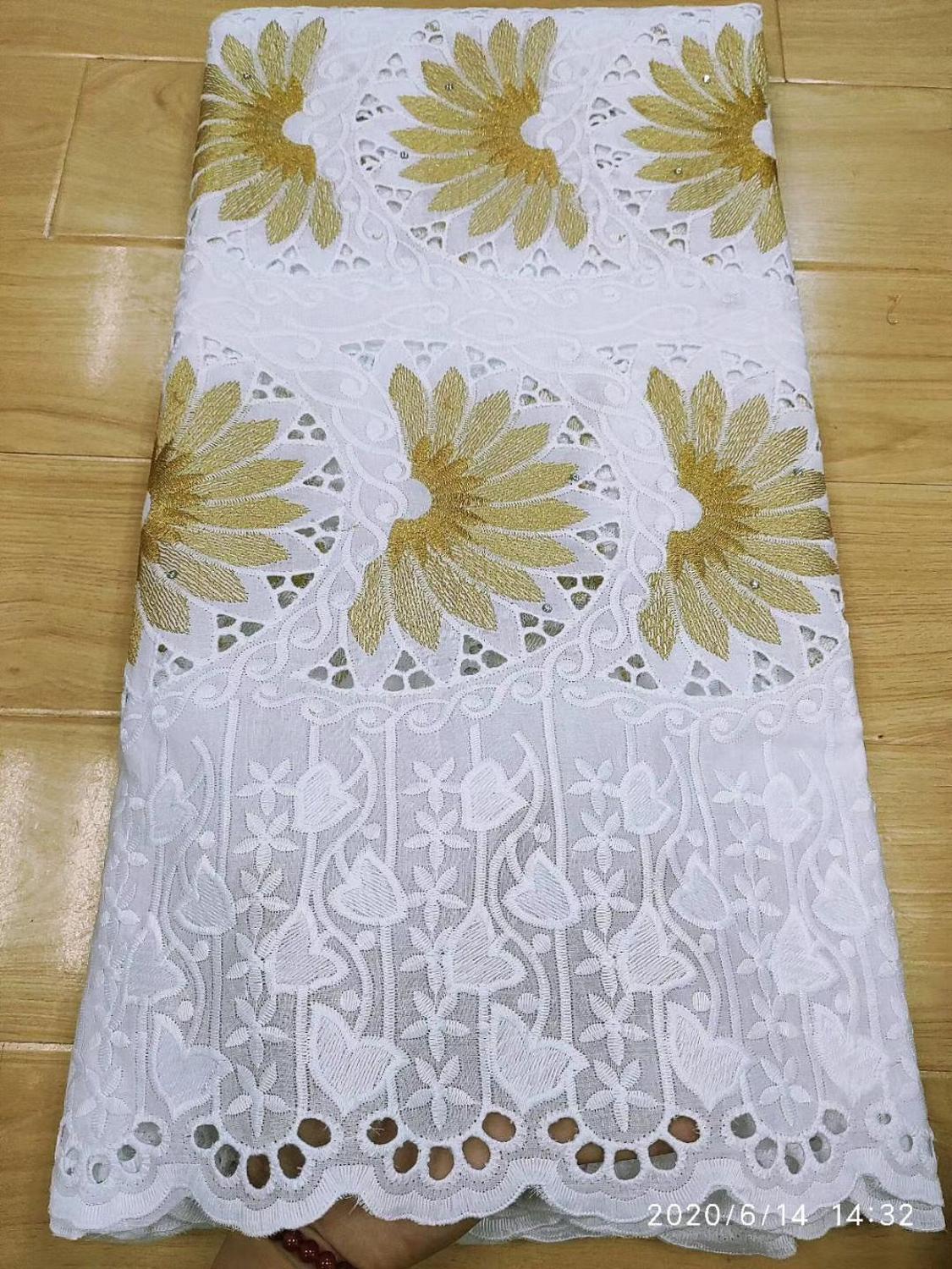 Tela de encaje suizo de 5 yardas, tejido de algodón de estilo africano, estilo Dubái popular de encaje de gasa suiza, bordado con cuentas pesadas,: 6