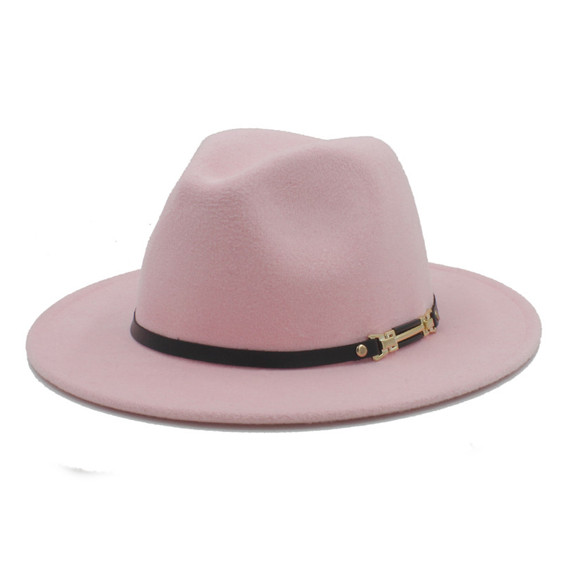 Men's Women's Wool Felt Fedora Hat Gangsters Traditional Godfather Mafia Caps Size 56-58CM: Pink