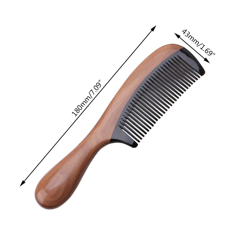 Pro Natural Ox Horn Green Sandalwood Fragrant Comb Wooden Handle Combs Hair Care