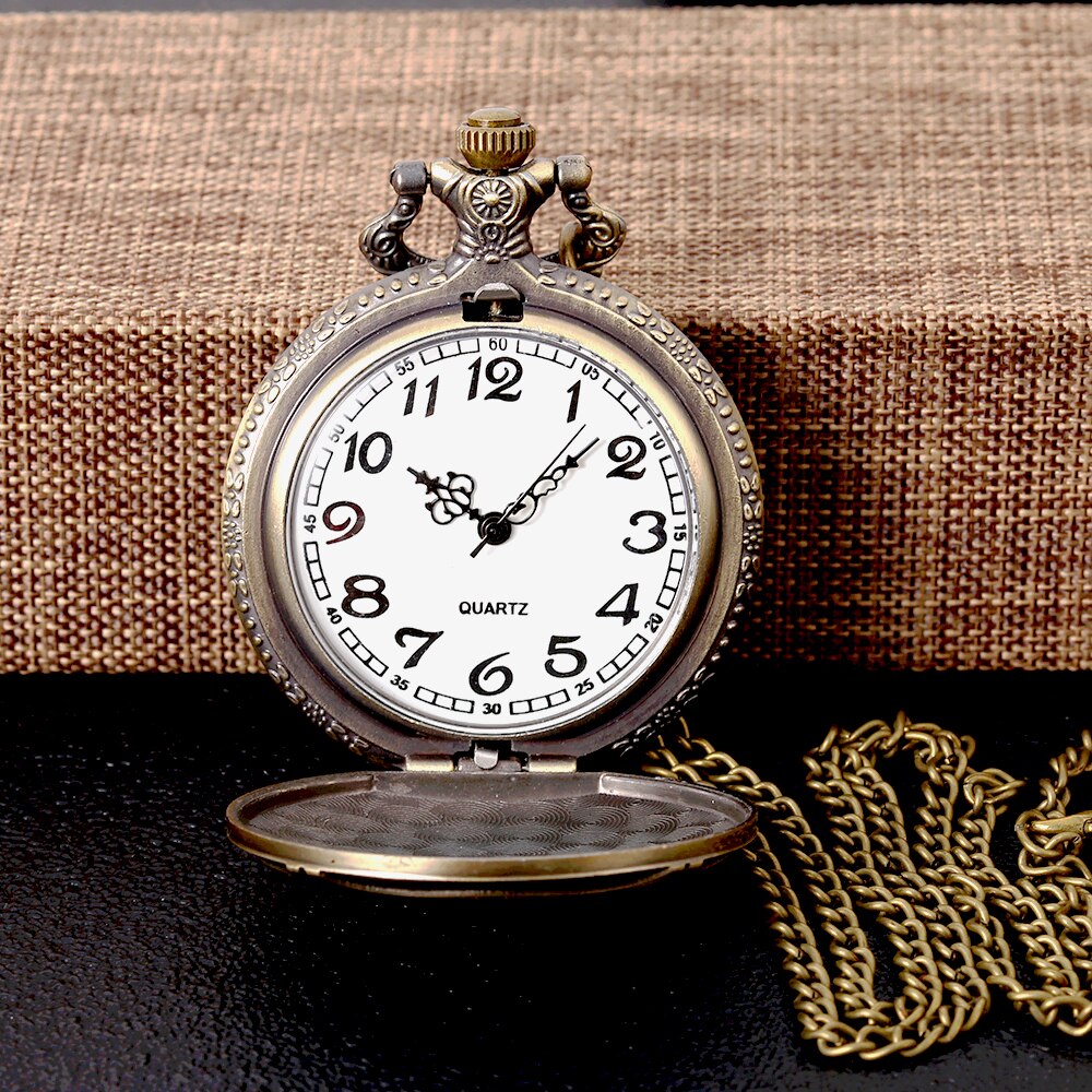 8829 Copper Color Pocket Watch Red Embossed Pocket Watch