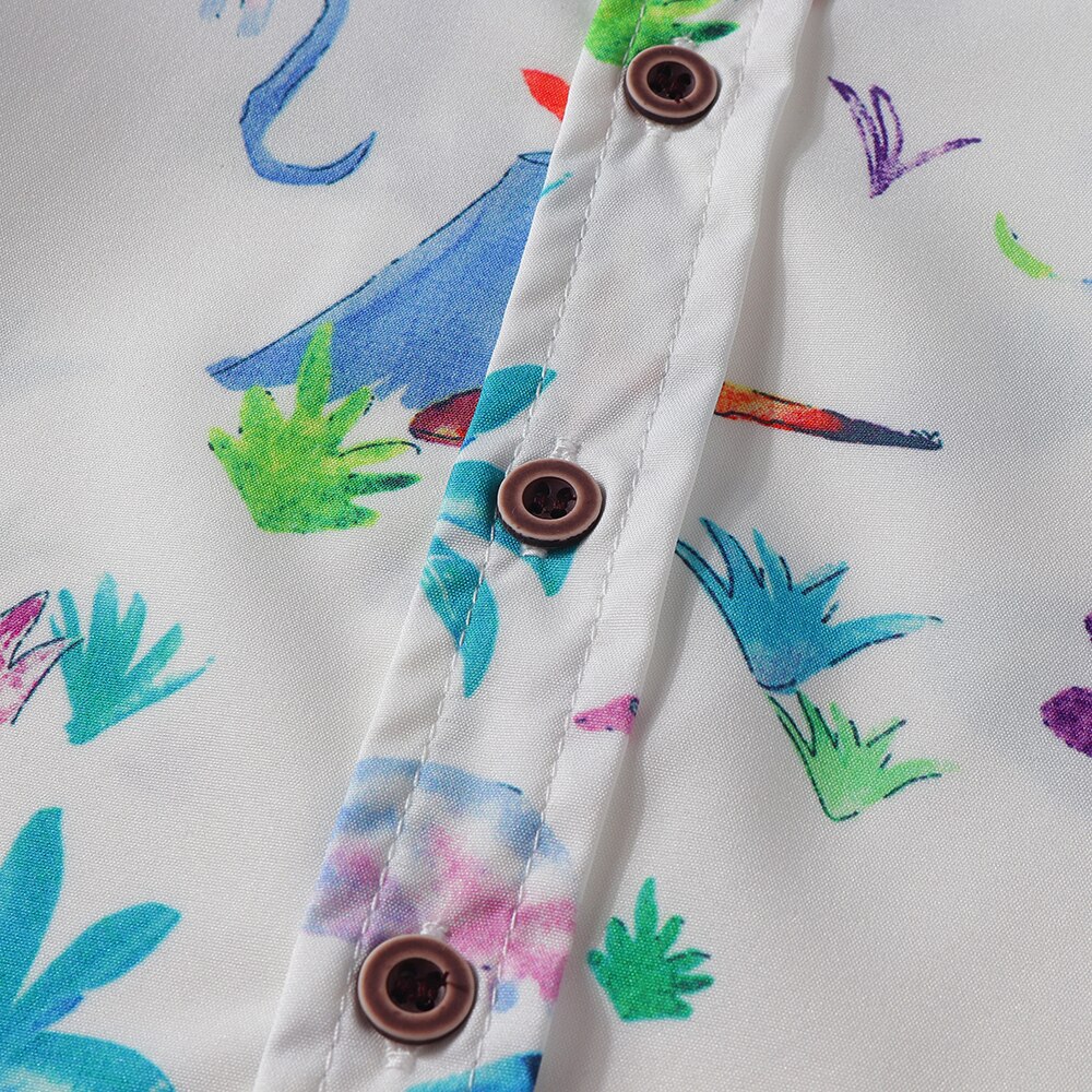 Kimocat para bebé niño ropa otoño primavera niños camisa de manga larga guapo estampado de dinosaurio niños de algodón Casual camisas de algodón sólido