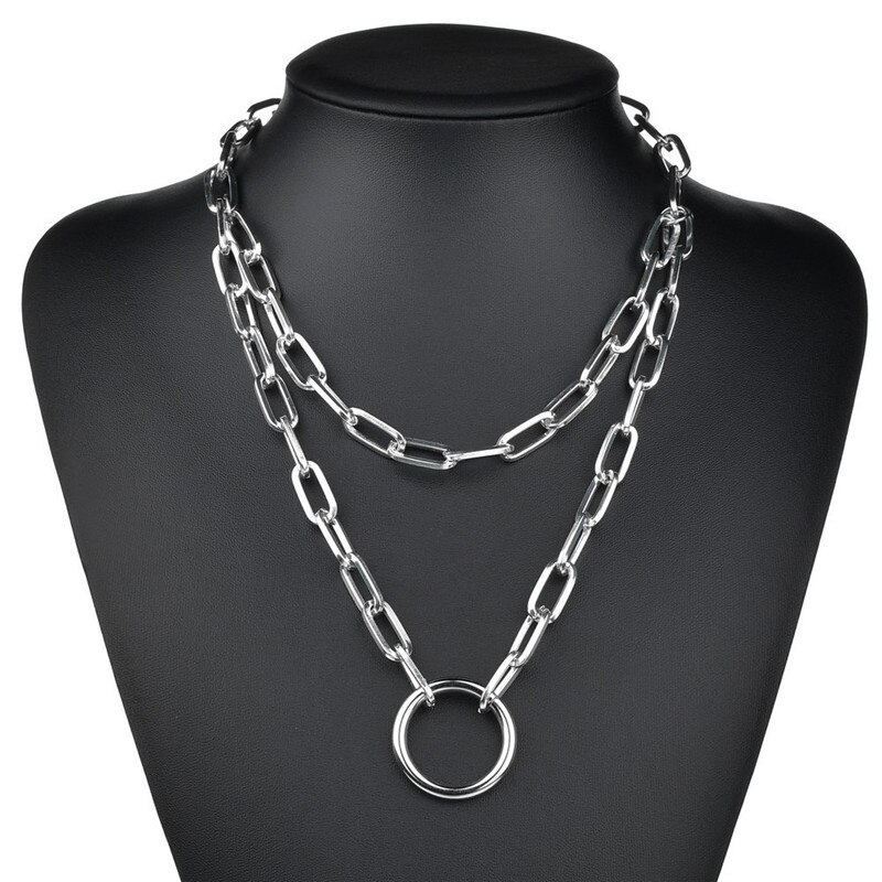 LETAPI Persoonlijkheid Cross Lock Metalen Multilayer Hip hop Lange Chain Cool Eenvoudige Ketting Voor Vrouwen mannen Sieraden: 43347