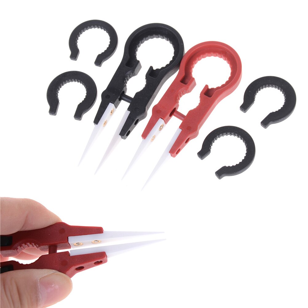 1pc Dismountable Ceramic Tipped Stainless Steel Tweezers Fine Pointed Tips Heat Resistant Tweezer