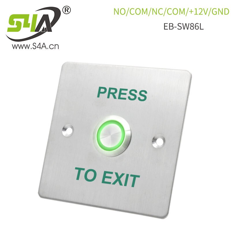 IP67 Waterproof Outdoor Gate Opener Door Lock 1.7mm Thick 304 Stainless Steel Panel Door Exit Button Switch NO NC COM 12V GND: EB-SW86L