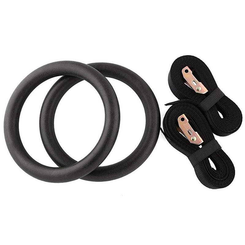 Anillos gimnásticos de ABS de 28mm, anillos de gimnasio de Fitness para entrenamiento de fuerza corporal, Crossfit, entrenamiento ajustable, negro