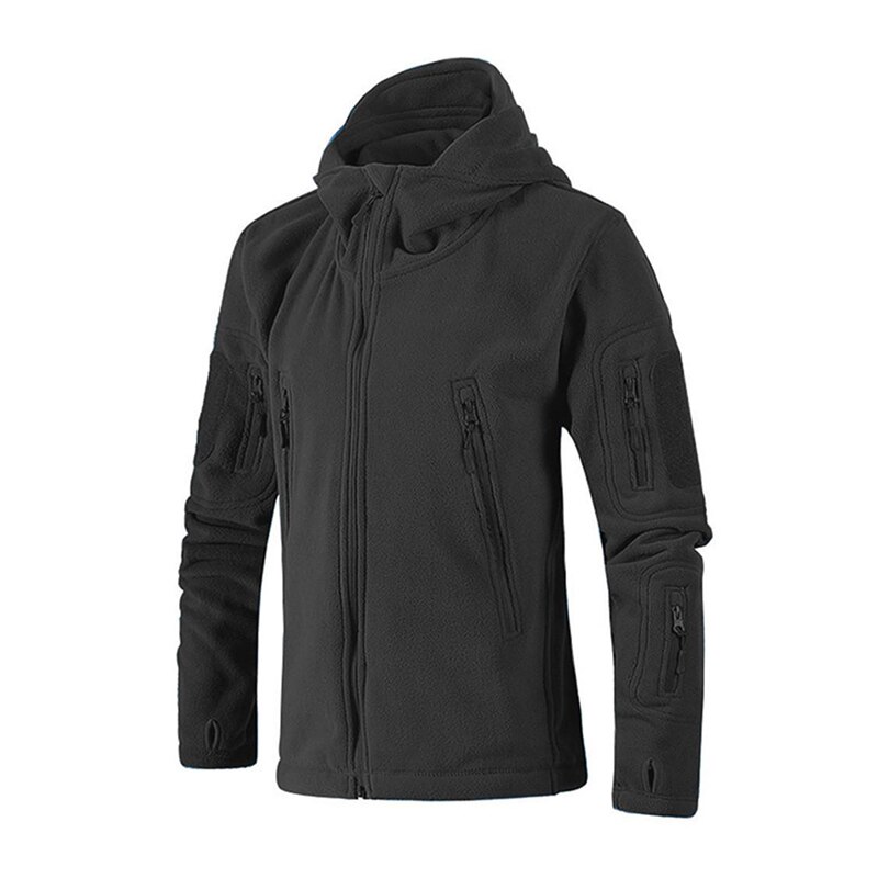 Unisex Outdoor Micro Polar Fleece Jackets Thermal Trekking Coat hiking camping hunting fishing heated travel Clothes Men: Black / M