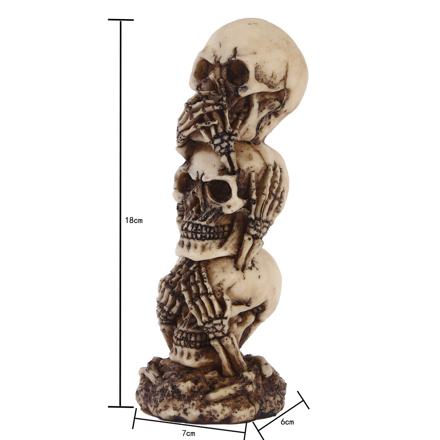 Statue de crâne moderne en résine, décor de chambre de crâne rétro, décoration de maison, ornements d&#39;art , Sculptures, modèle de crâne, d&#39;halloween: H
