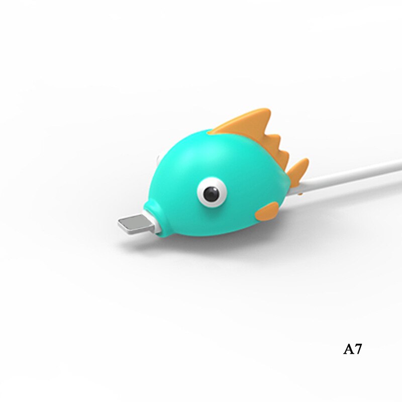 Søte tegneserier dyr bite kabel databeskytter fisk dinosaur hund shaper kabel opptrekker arrangør iphone ipad datalinje beskyttelse: Rød