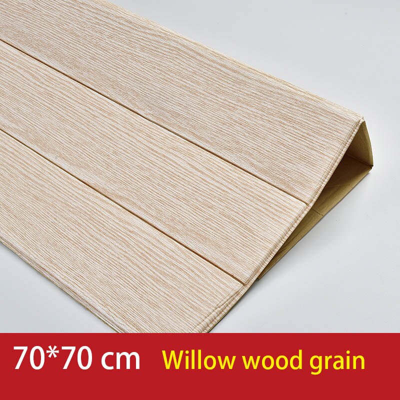 3D Wooden Wall Sticker Home Decor PE Foam Waterproof Wall Covering Self Adhesive Wallpaper For Living Room Bedroom 3D Wall Panel: Willow wood grain