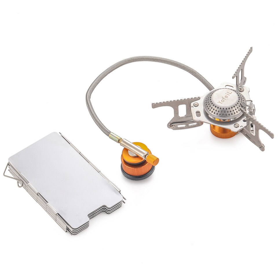Outdoor Camping Portable Gas Cooker Stove for Camping Hiking Accessories Adapter for Filling Gas Cylinders Alloy Windshield