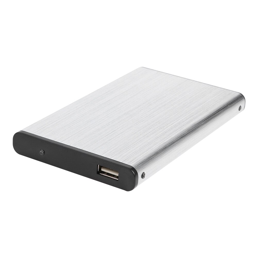Portable 480Mbps USB 2.0 Mobile Hard Drive Disk Case Aluminum Alloy 10TB 2.5 inch SATA HDD SSD External Enclosure Box: Silver
