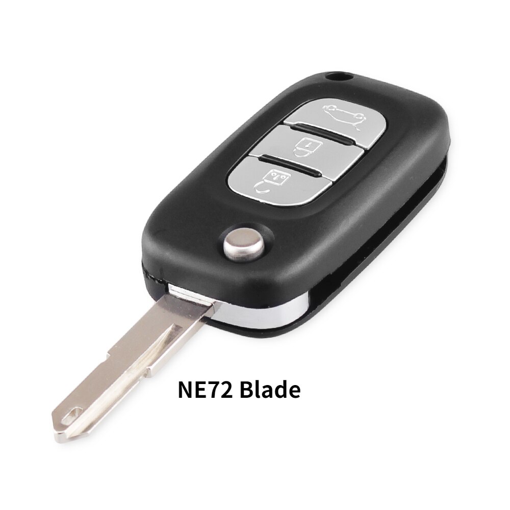 Keyyou 2/3 knapper filp bil fjernbetjening nøglecase shell til renault fluence clio megane kangoo modus auto nøgle med  ne73/va2 blade: 3 knapper  ne72