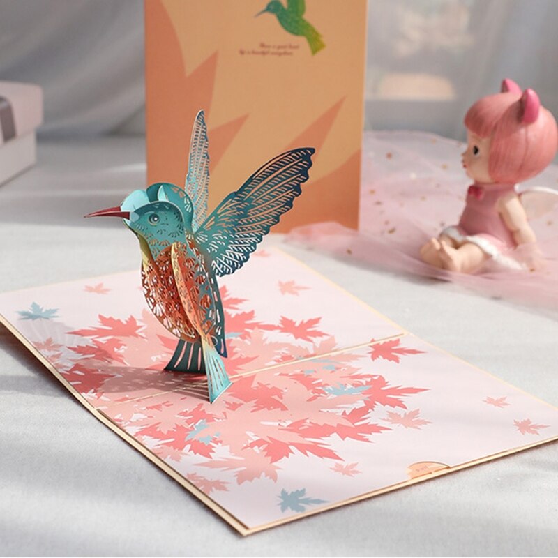 3D Pop-Up Animal Bird Greeting Card for Birthday Mother's Day Wedding Envelope 652A