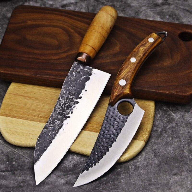 Japanese high carbon steel forged knife, by 30 years of master Tang handmade kitchen knife slicing knife: A-cdCD