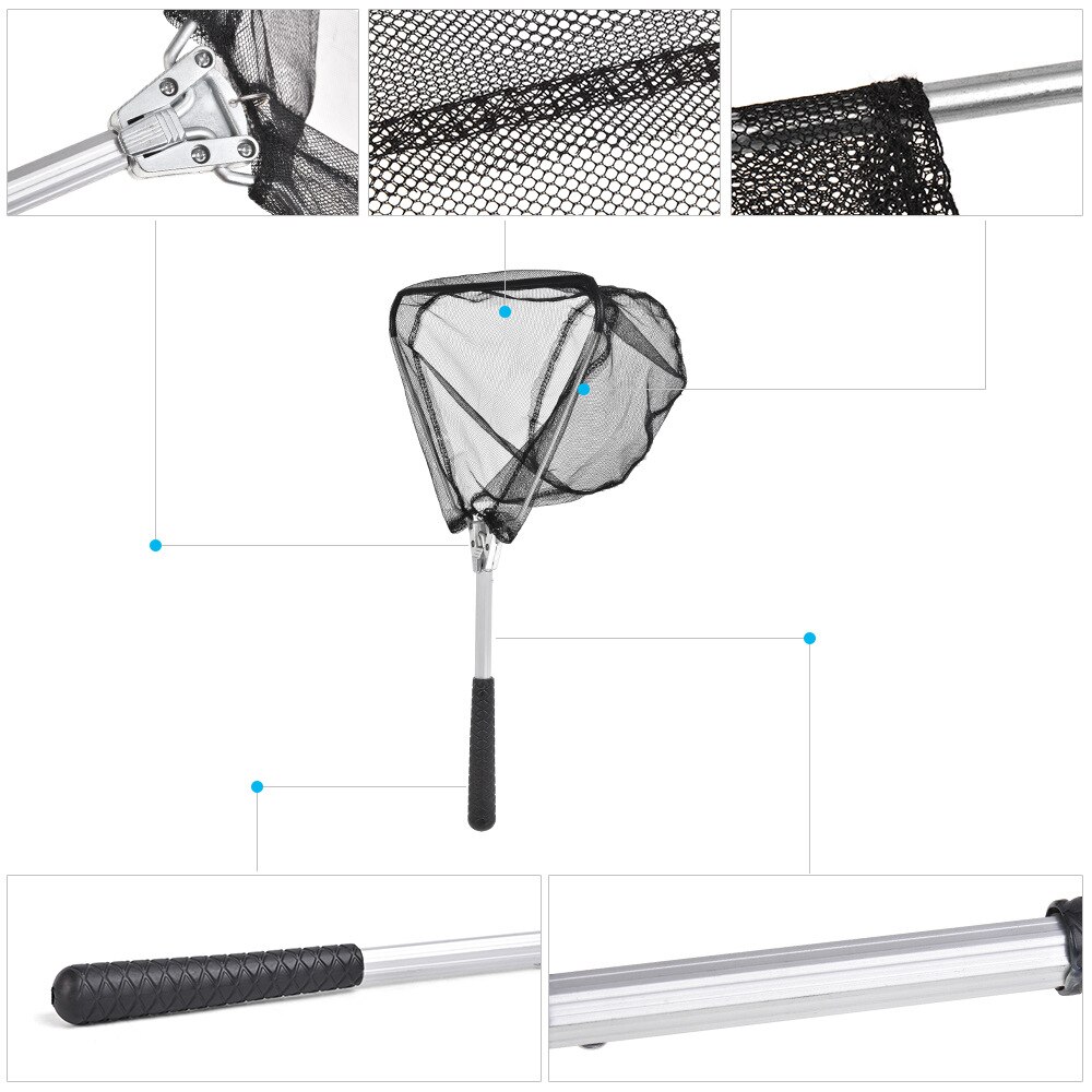 Portable Fishing Nets Aluminum Alloy Telescoping Foldable Landing Net Network Trap Fishing Hand Net Durable Catching Fishes