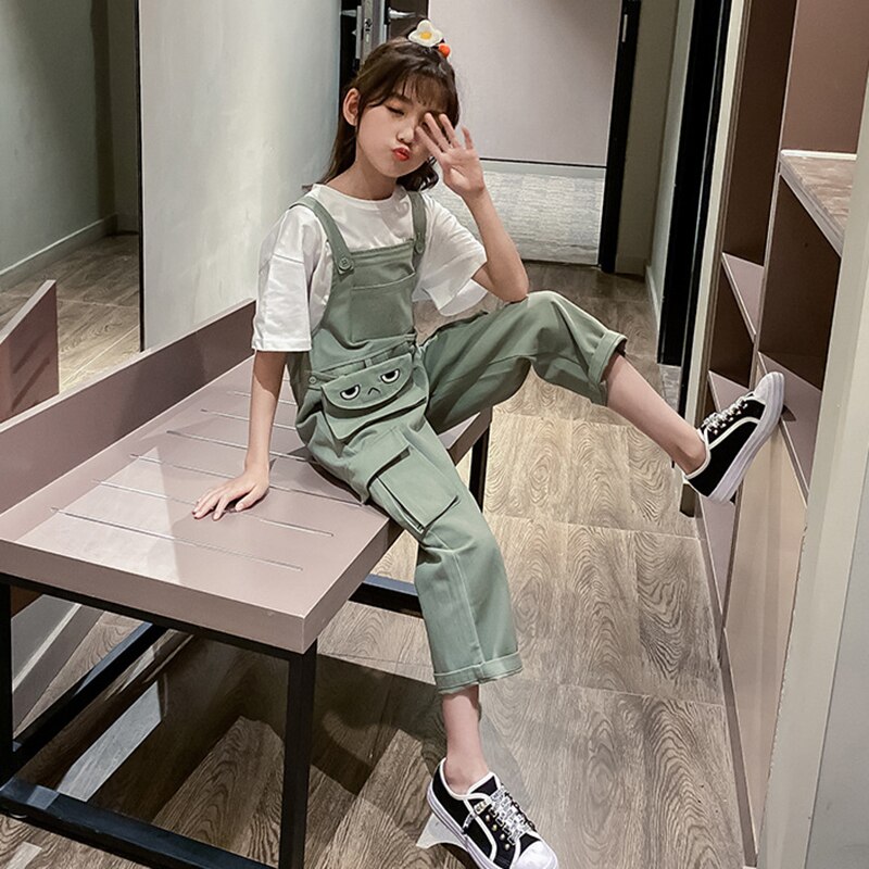 Keväiset söpöt lasten haalarit housut tytöille persoonallisuus tyttövauvan farkkuhousut löysät tyttöjen henkselit housut,  #8330