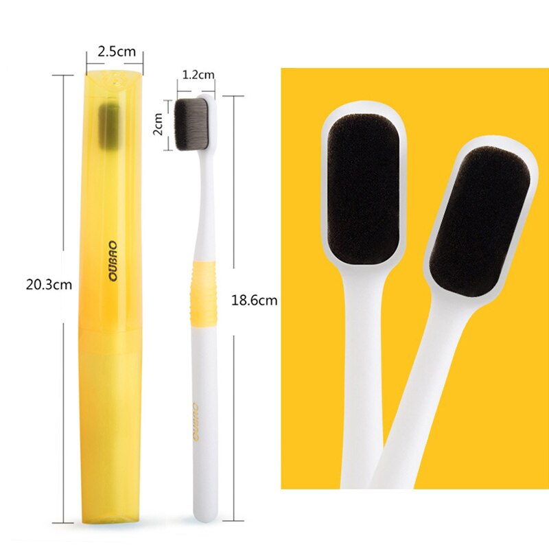 Super Dichte Haren Tandenborstel Ultrasoft Bamboe Houtskool Vezels Zacht Mondverzorging Voor Kids Zwangere Gevoelig Tandvlees Met Case