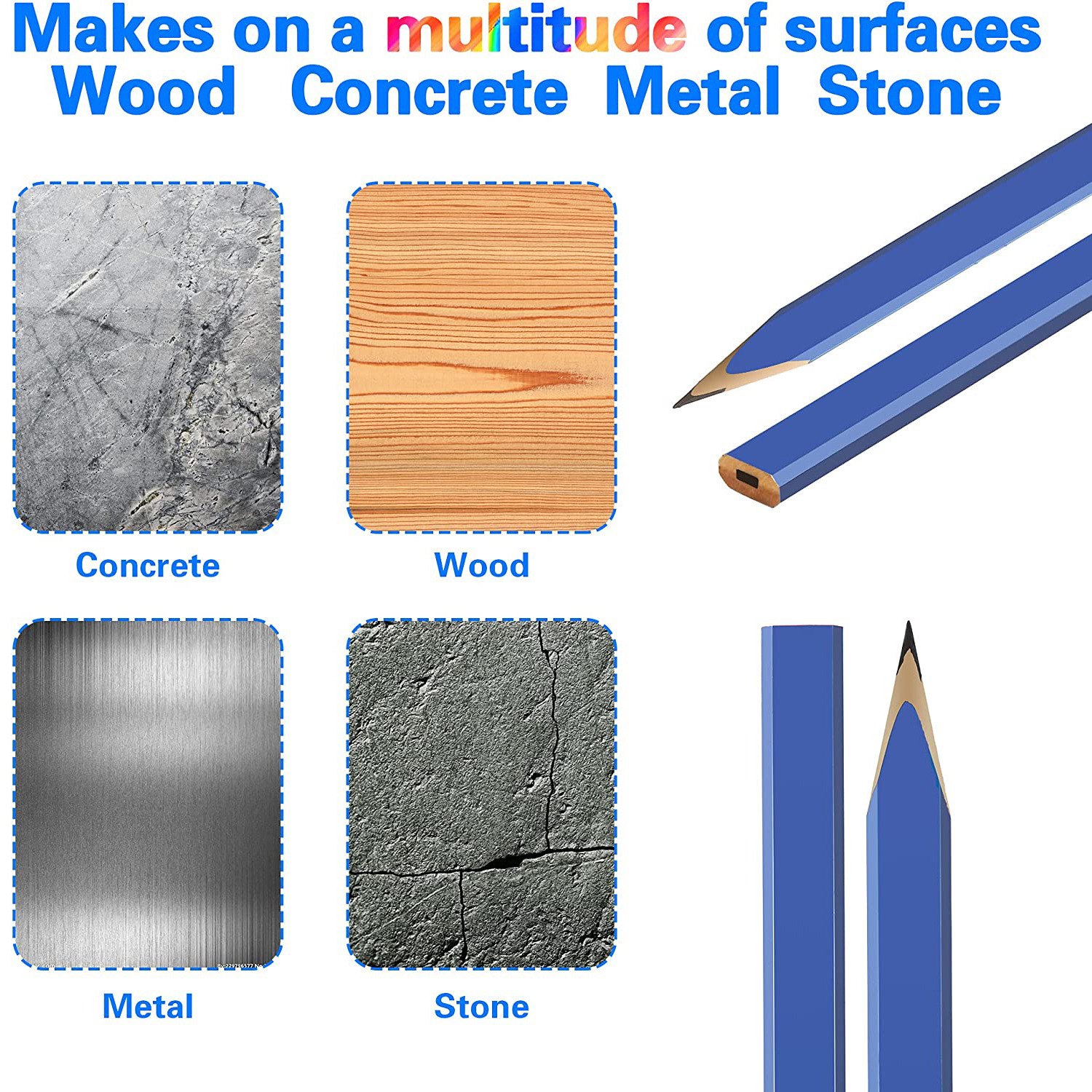 14-delige timmermanspotloodset, platte achthoekige harde zwarte timmerman markeerpotloden met puntenslijper intrekbare pennenhouder