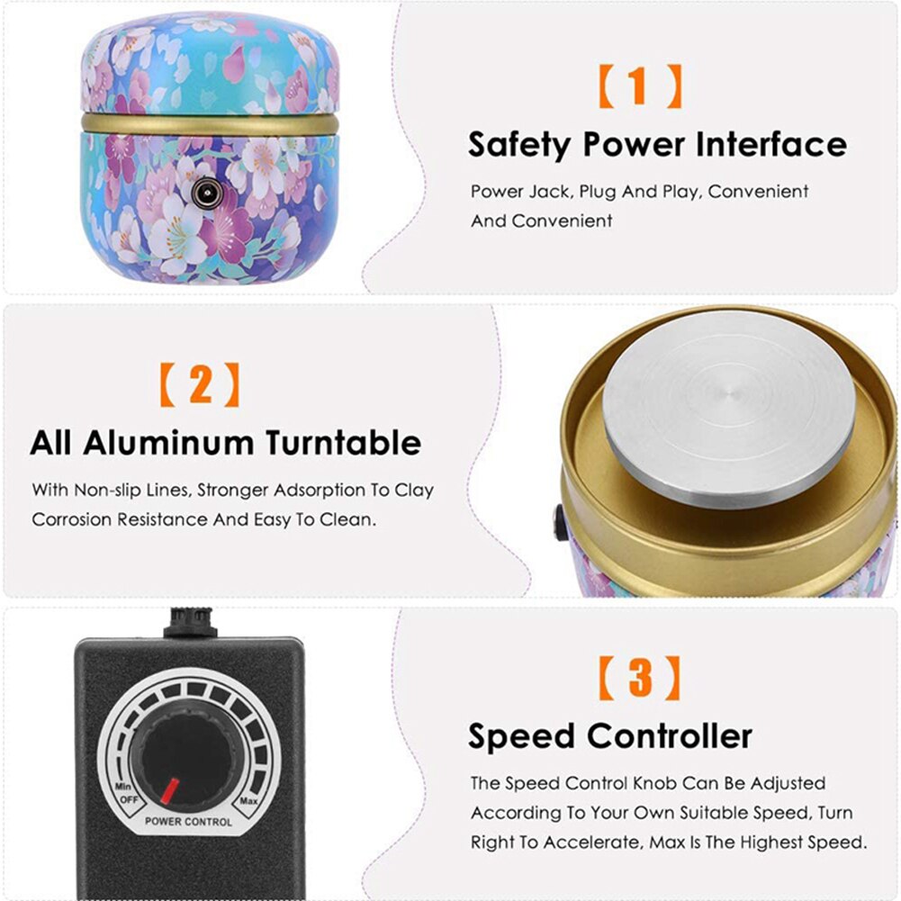 Mini Electric Pottery Wheel Ceramic Machine Pottery Wheel Machine Ceramic Shaping Tool Work Clay Art Craft Teaching DIY Machine