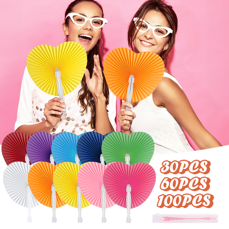 Bunte, herzförmige papierfächer zum selberfalten – 30/60/100 stück – Ideal für hochzeitsgäste und festliche anlässe.
