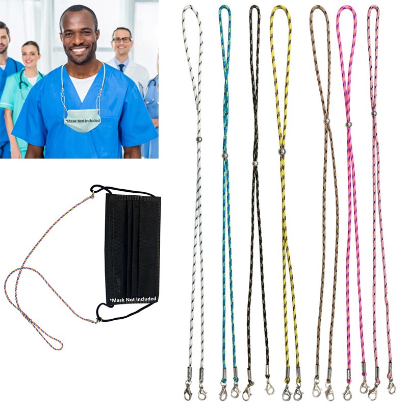 Adjustable Mask Hanging Rope Face Mask Lanyard Disposable Mask Lanyard Holder Traceless Ear Neck Hanging Rope Two Hooks
