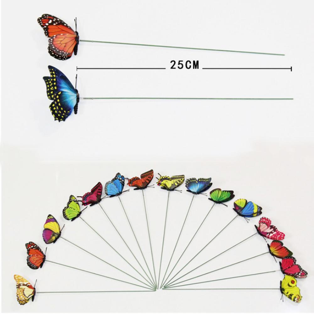 Estacas decorativas impermeáveis do jardim das estacas de butterfy das cores 10 pces misturadas para acessórios exteriores internos da decoração da casa, 4 tamanhos