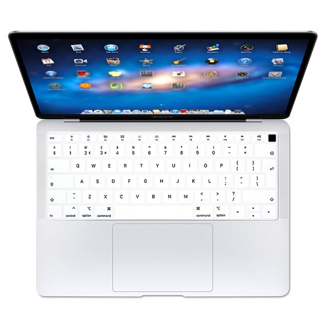 MacBook Air 13 A1932 Keyboard Protector - Silicone Euro Layout Dustproof Waterproof Skin: White