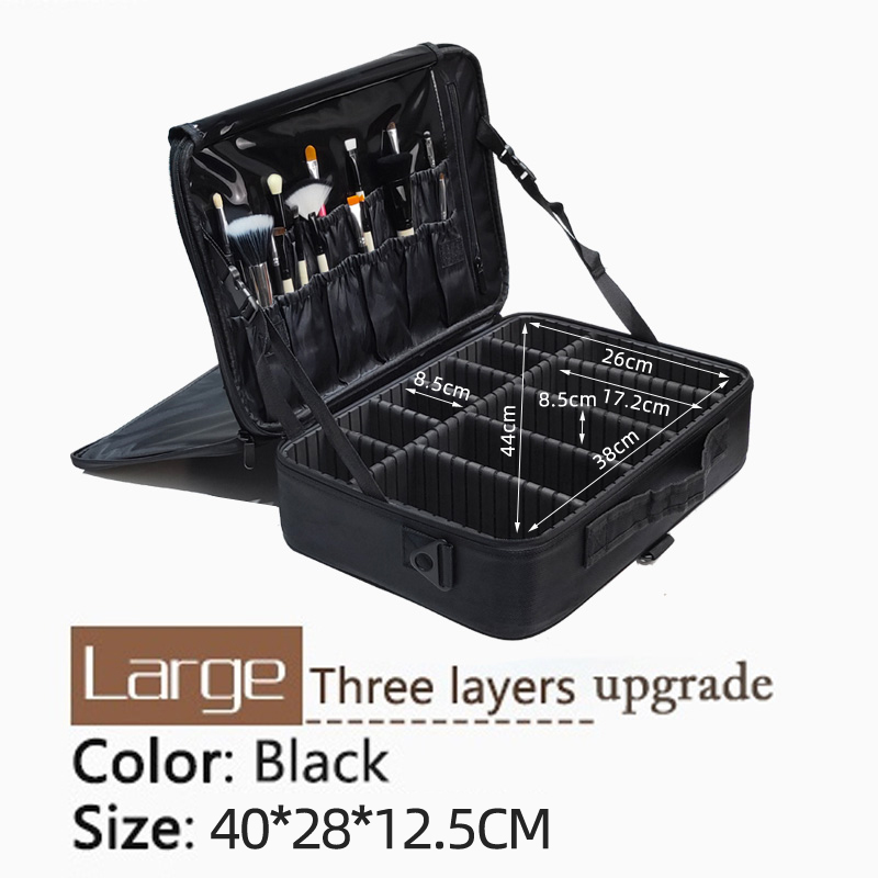 Women Cosmetic Bag Travel Makeup Make Up Box Cosmetics Pouch Bags Beauty Case For Makeup Artist: black