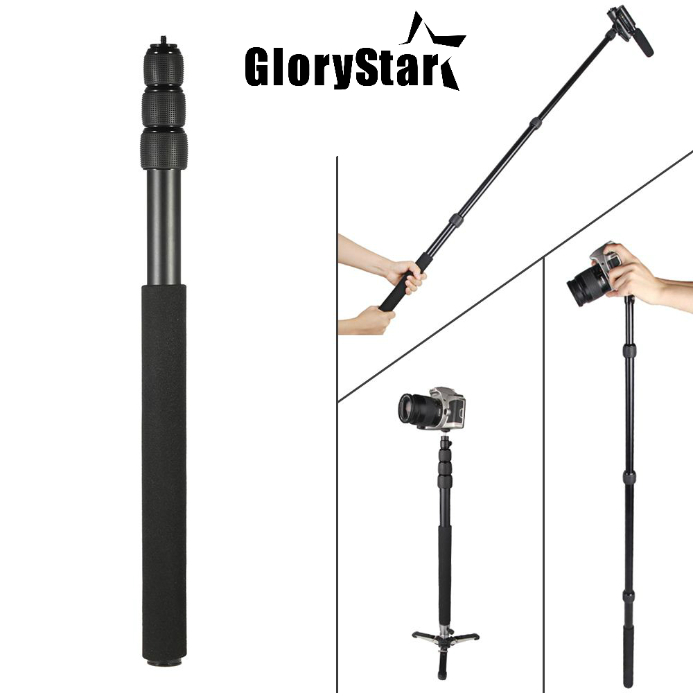 Protable Extendable Mini 2in1 Camera Monopod Zoom Microphone Boom Pole Compact Lightweight Padded Handle Twist Lock 3 Sections