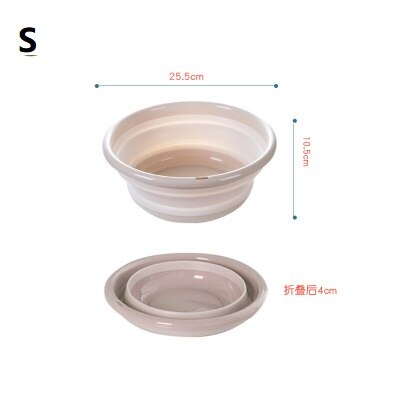 3 stk udendørs folde håndvask folde spand container bærbar håndvask sammenklappelig silikone håndvask udendørs rengøringsværktøj: Beige-s