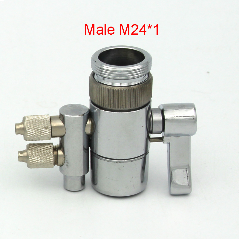 Aireador de grifo de Metal cromado adaptador de desviación Dual para purificador de agua, accesorios de irrigador Oral, interruptor de válvula: Male M24