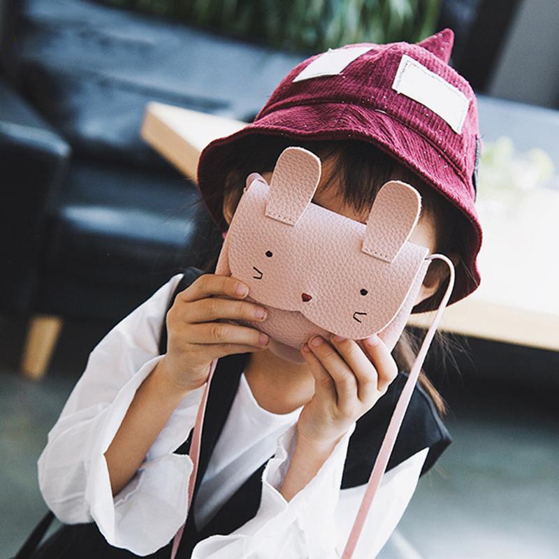 Cute PU Leather Kids Coin Purse Rabbit Bowknot Mini Messenger Bag Handbag Children Crossbody Bag for Girl Shoulder Bags