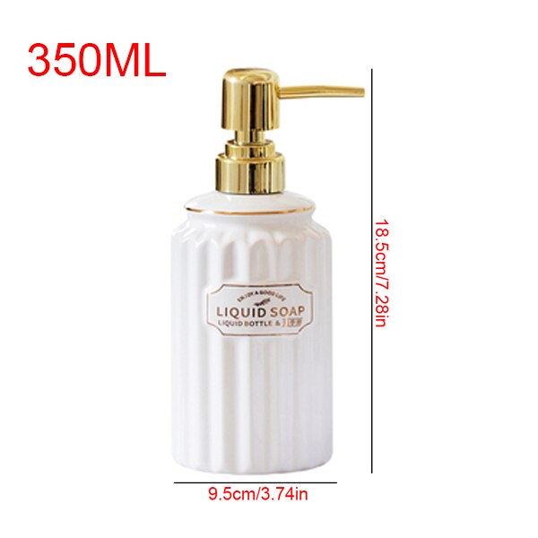 Ceramic Soap Dispenser Bottle White Large-capacity Shower Gel Shampoo Press Bottle Fillable Bathroom Empty Bottle: liquid white