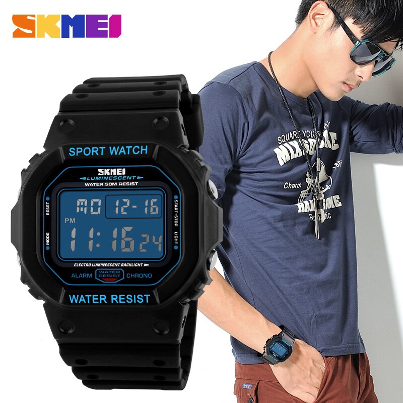 Reloj deportivo Digital SKMEI 1134 para hombre, reloj de pulsera resistente al agua con cronógrafo y alarma para exteriores