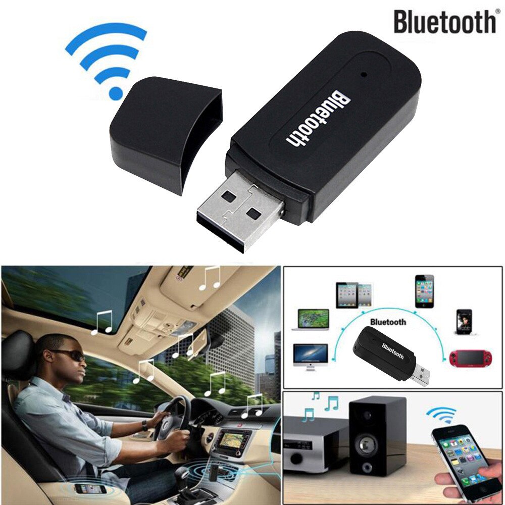 USB Bluetooth Audio Music 3.5mm Car Wireless USB Bluetooth Aux Audio Stereo Music Speaker Receiver Adapter Dongle+Mic For PC