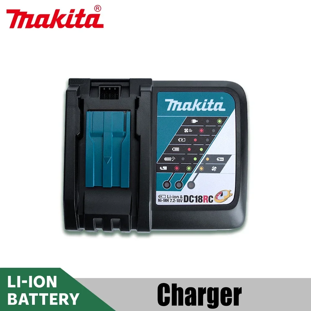 Caricabatteria agli ioni di litio originale Makita DC18RC con Schermo a portato 14.4V 18V Bl1830 Bl1430 Dc18Ra Alimentazione elettrica DC18Rct 3A Ricarica: Grigio scuro