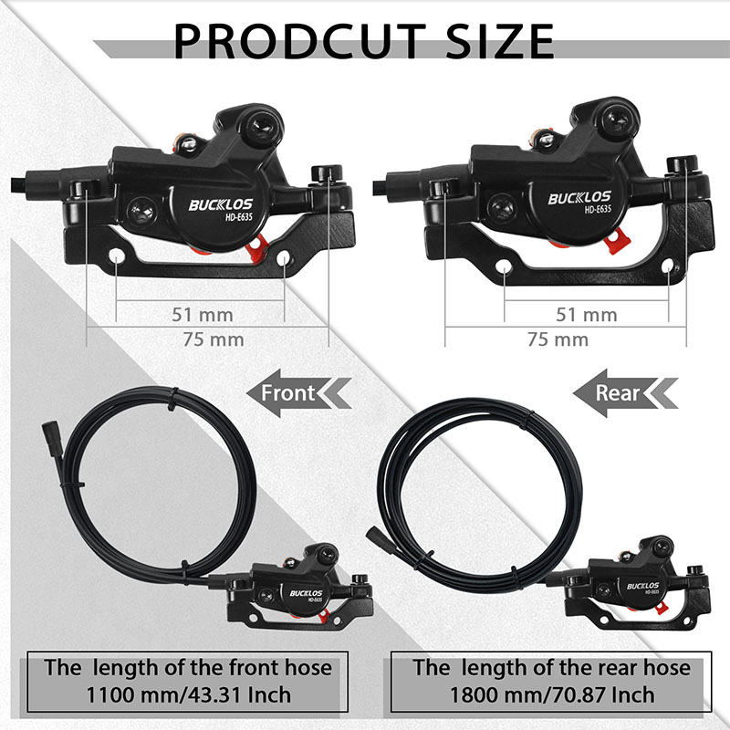 BUCKLOS HD-E635 Scooter Brakes Set Power Off E-Bike Hydraulic Disc Brake Set 160mm Folding Bike Hydraulic Brakes Kit