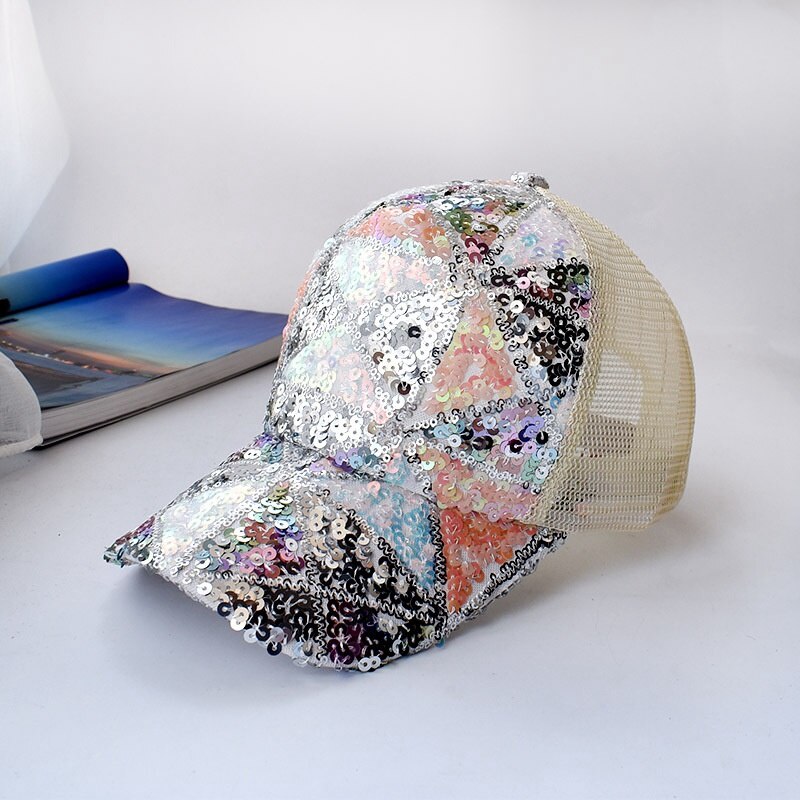 Pailletten Verstelbare Mesh Ademende Zomer Trucker Cap Mannen Zon Bescherming Vrouwen Outdoor Schaduw Baseball Cap Dad Hoed