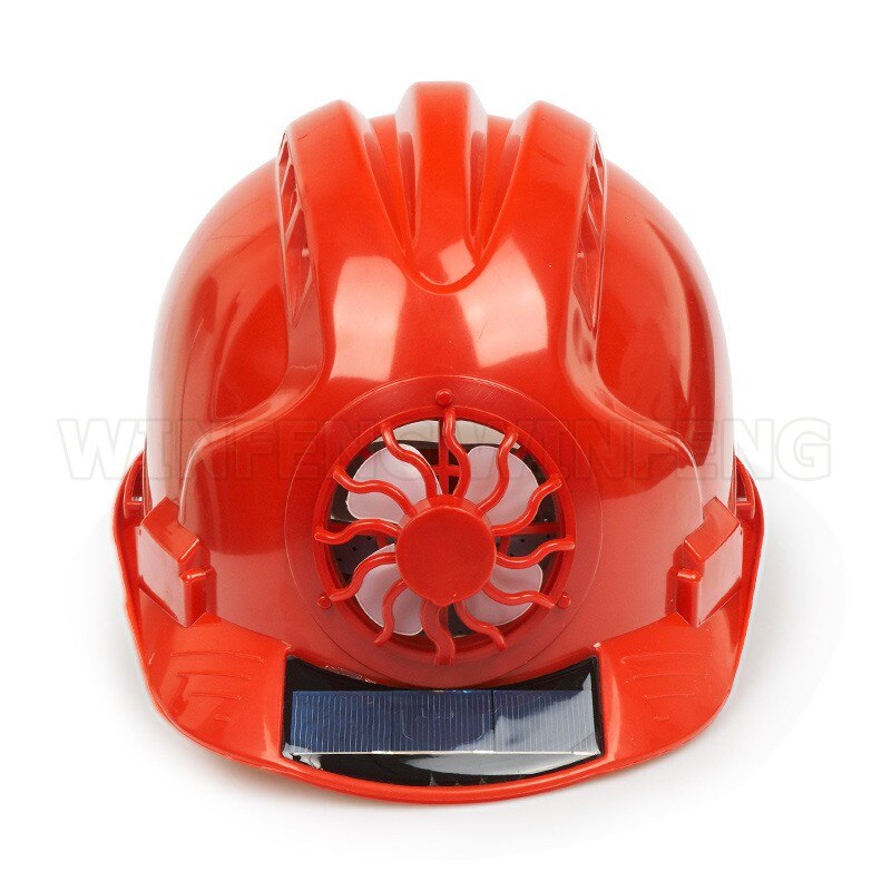 Arbeidssikkerhetshjelm konstruksjon utendørs arbeidsplass solenergi fan abs hard hatt hode beskyttelse hjelm lokk drevet av solrute: Rød