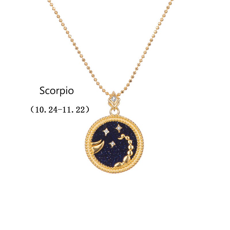 925 Sterling Zilveren Bal Kraal Ketting 12 Zodiac Constellation Horoscoop Medaillon Ketting Verjaardag Ster Teken Valentijnsdag: Scorpio