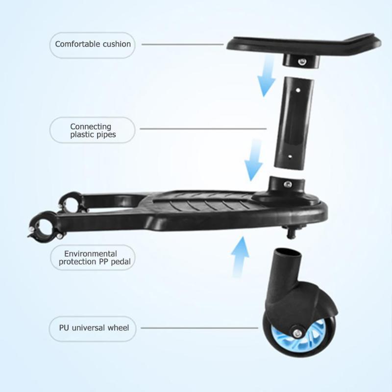 Adaptador de pedal del cochecito para niños, de , de segundos, remolque auxiliar, patinete gemelo, autoestopista, placa de pie con asiento