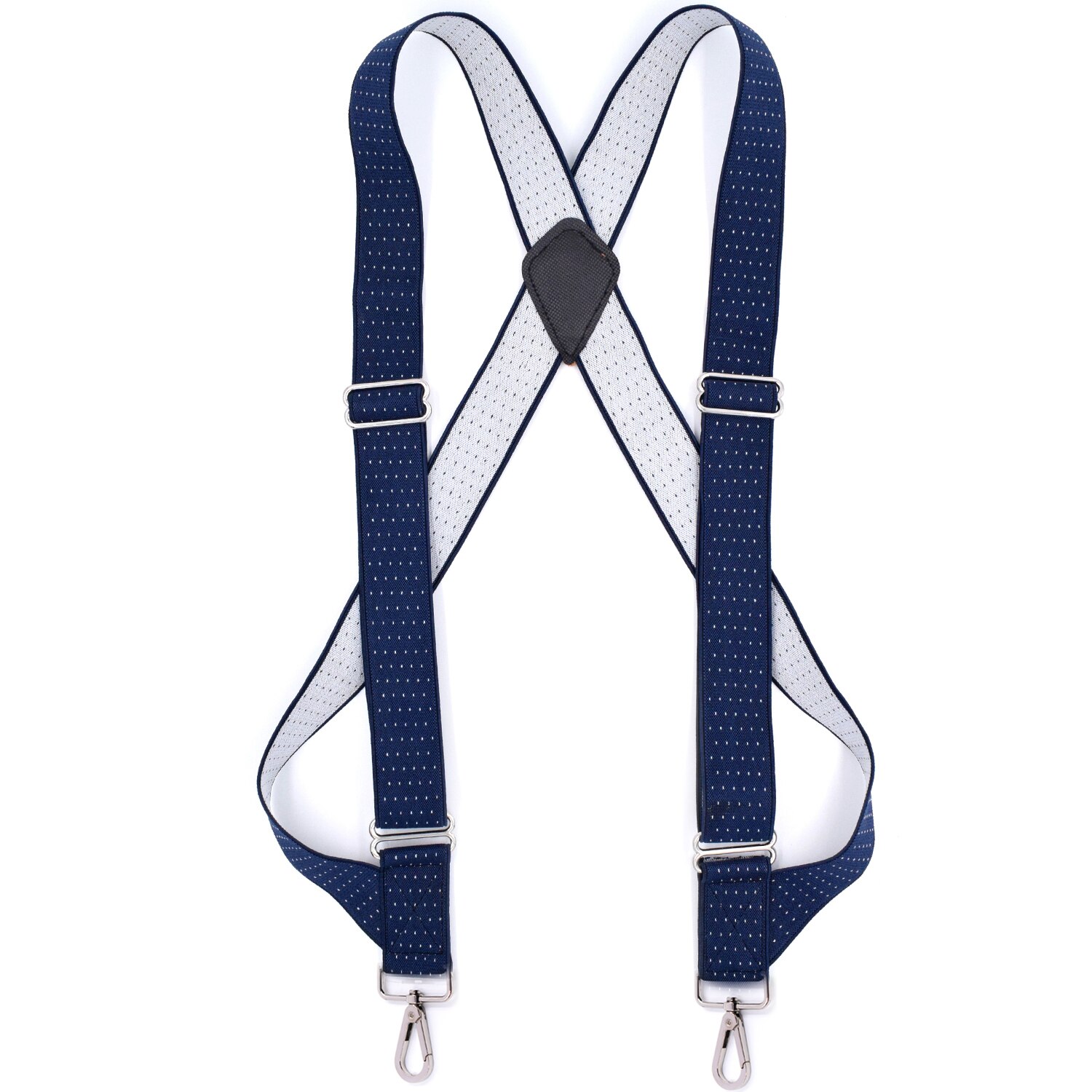 Unisex Lumberjack Harness Suspender Classic 2 Big Hook Clips Suspensorio Masculino: Navy dots jacquard