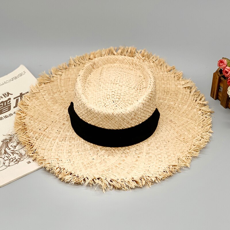 style ladies oversized hat big brim hat 20cm raffia sun hat wide brim beach hat lady soft straw cap