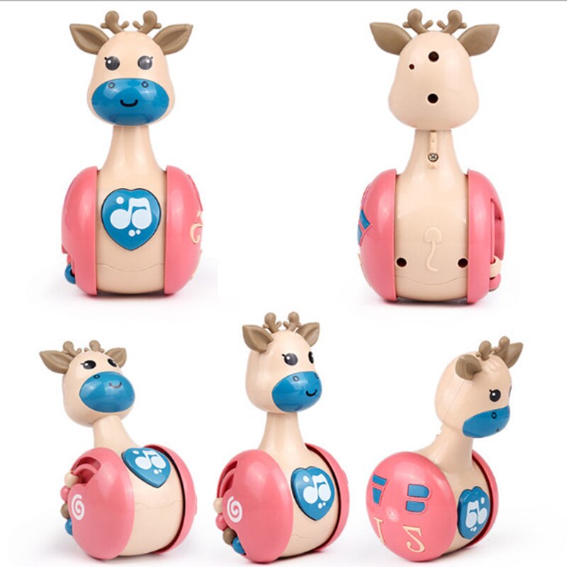 Sliding Deer Baby Tumbler Rattle Learning Education Toys Newborn Teether Infant Hand Bell Mobile Stroller Music Roly-poly Toy