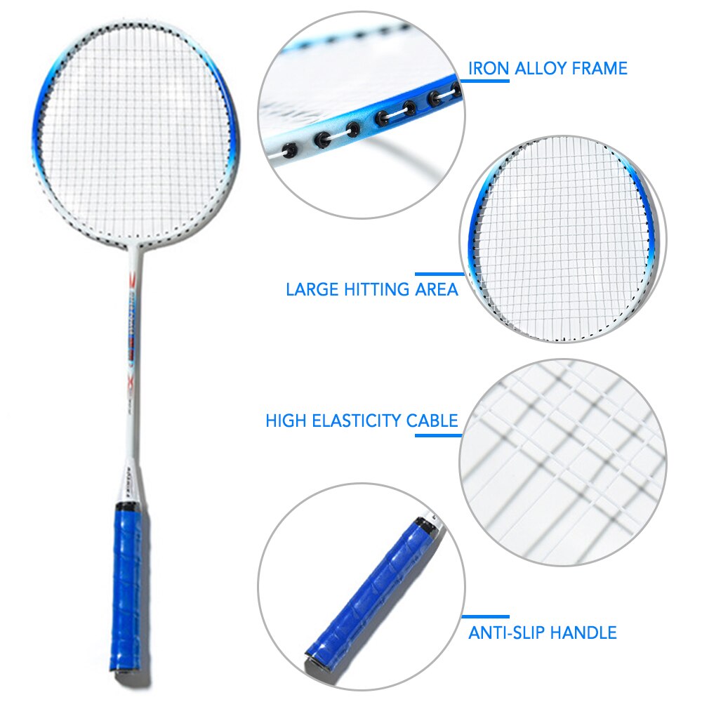 Badminton Racket Set Ijzer Legering Training Badminton Racket Set Voor Volwassenen Met 6 Shuttles 2 Grips Draagtas En Jump touw