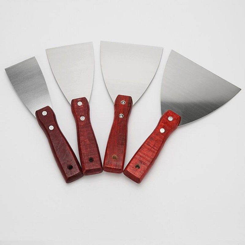 Scraper For Paint Removal Stainless Steel Scraper Putty Knives with Wooden Handle for Taping Paint Wall Floor Tile 4pcs