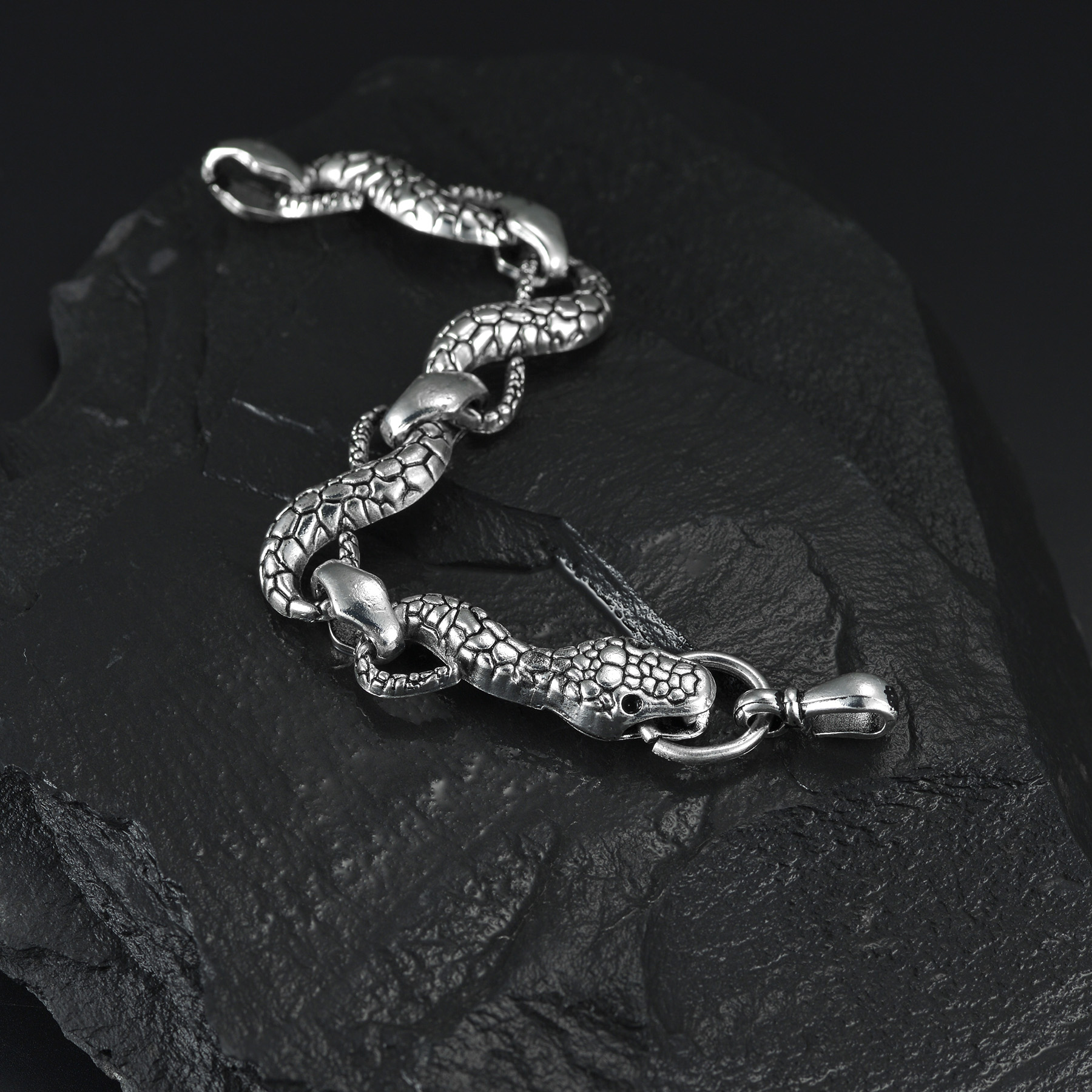 Punk Goth Rvs Cubaanse Ketting Viper Snake Armband voor Mannen Mode Animal Link Armband