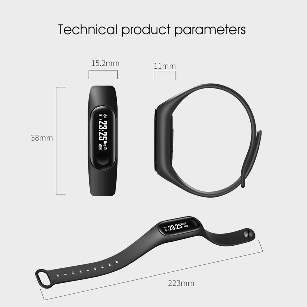 Unisex OLED Activity Wristband Tracker Waterproof Smart Bracelet Heart Rate Blood Pressure Electronic Customization