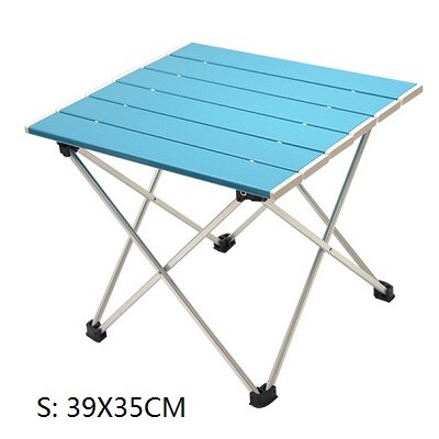 Ultralet bærbart foldebord s / m legering camping picnic bord: Blå lille
