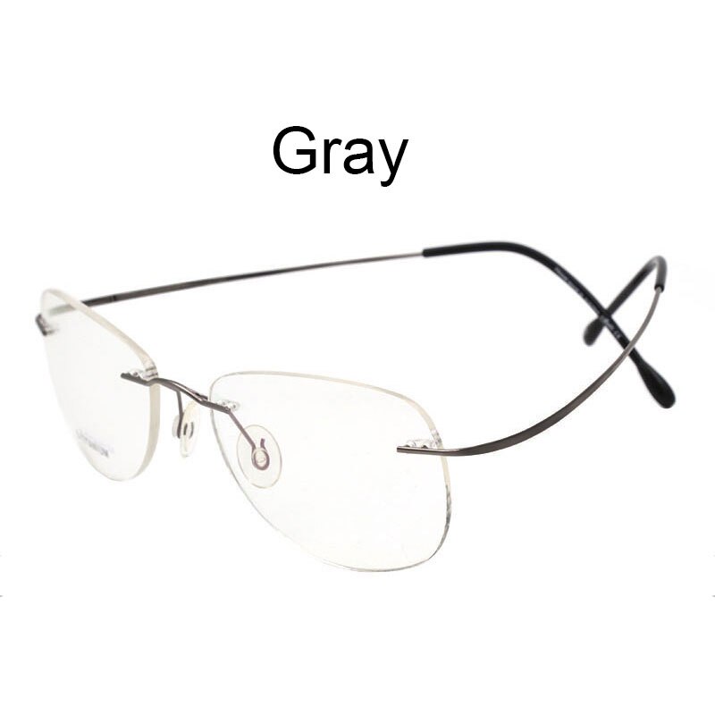 Mode Randloze Brillen Frame Optische Glazen Titanium Memory Alloy Recept Brillen voor Mannen en Vrouwen: GRAY